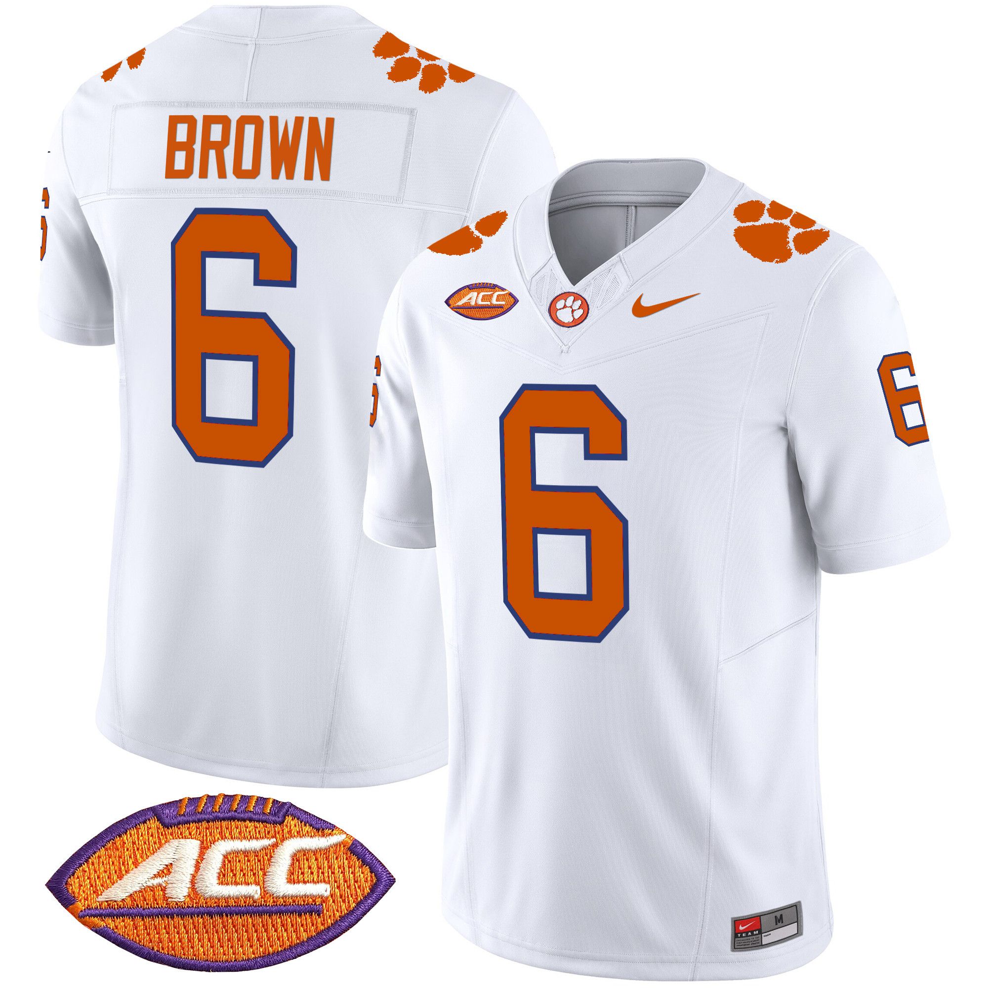 Men Clemson Tigers #6 Brown White 2024 Nike Vapor Limited NCAA Jersey->customized nfl jersey->Custom Jersey